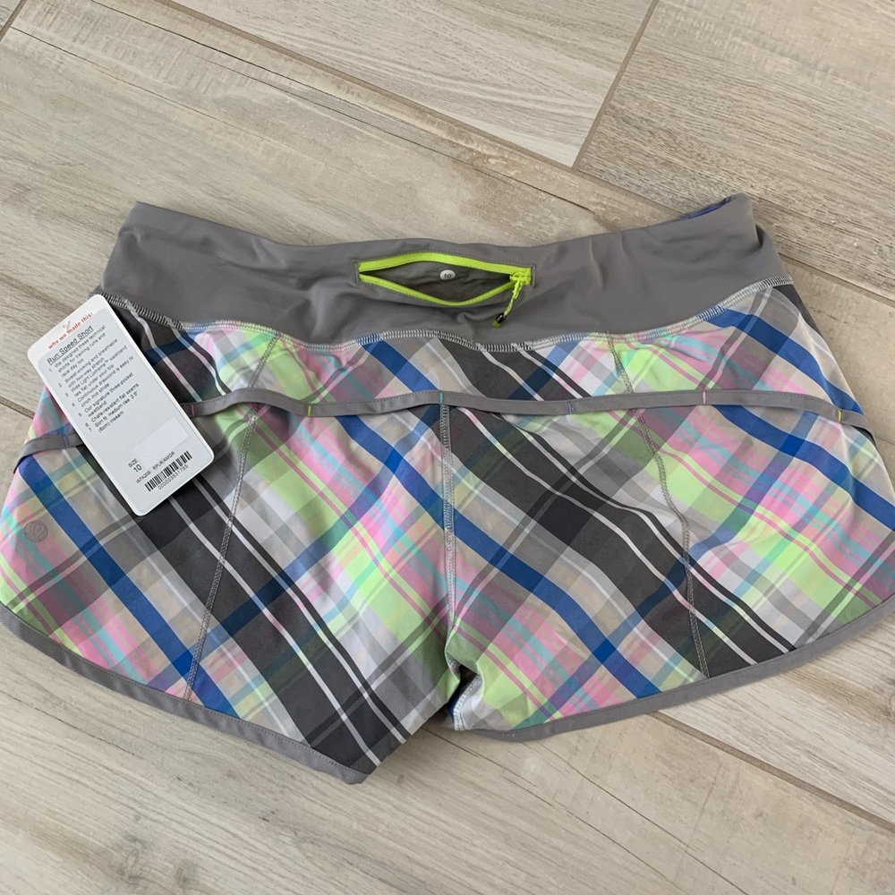 NWT Rad plaid Speed shorts 10 lululemon  FOXY